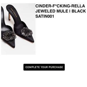 Brand New With Box Good American Cinder-F*cking-Ella Black Satin Mules Sz 11